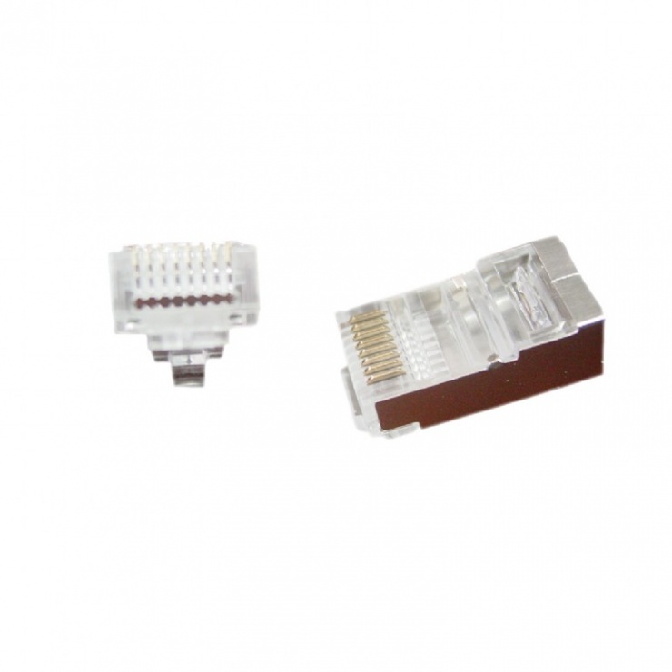 Imagine Set 100 buc conector RJ45 pass-through cat 5e FTP, Gembird LC-PTF-01/100